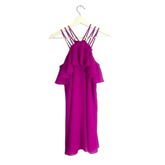 Gianni Bini Marine Ruffles Halter Mini Dress Size XS in Hot Pink Party - Picture 1 of 8